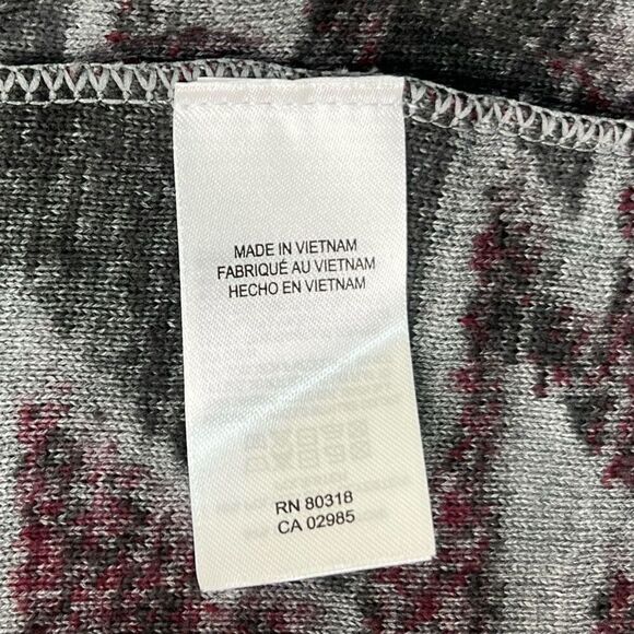 Lucky Brand Burgundy Gray Aztec Print Open Front Cardigan Cotton Blend Sz S New - Picture 14 of 15